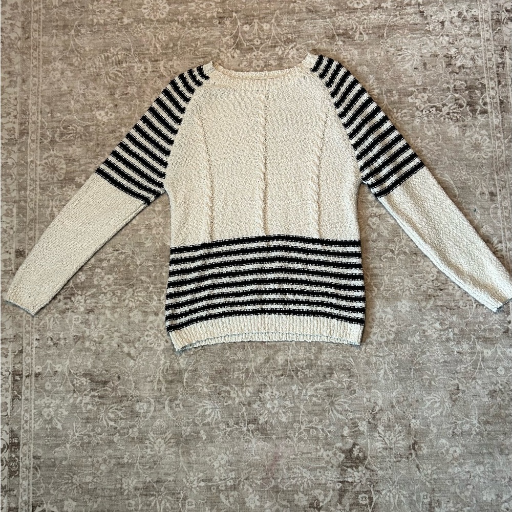 Doe & Rae Black and White Striped Sweater